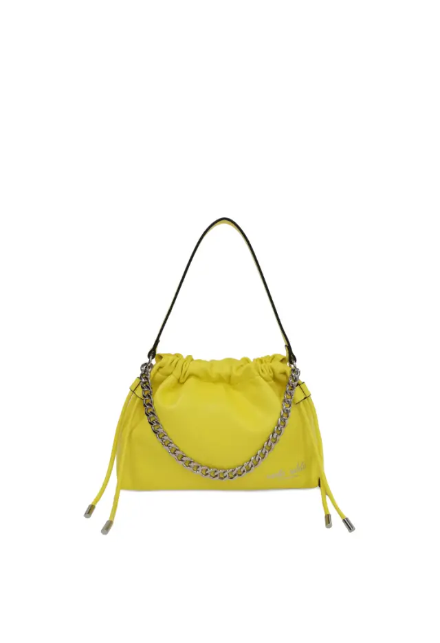 LE PANDORINE -yellow Pam Hobo Bag Mini With Shoulder Strap In Chain