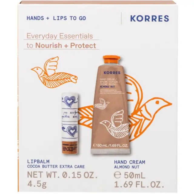 Korres Set Spread Joy Winter Essentials Κρέμα Χεριών με Αμυγδαλέλαιο και Βούτυρο Καριτέ 75ml + Lip Balm Βούτυρο Κακάο 4,5gr