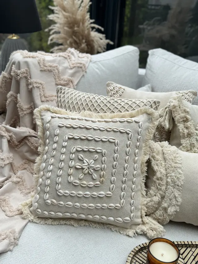 Διακοσμητικό Κάλυμμα Μαξιλαριού Μπεζ CUTAS 2