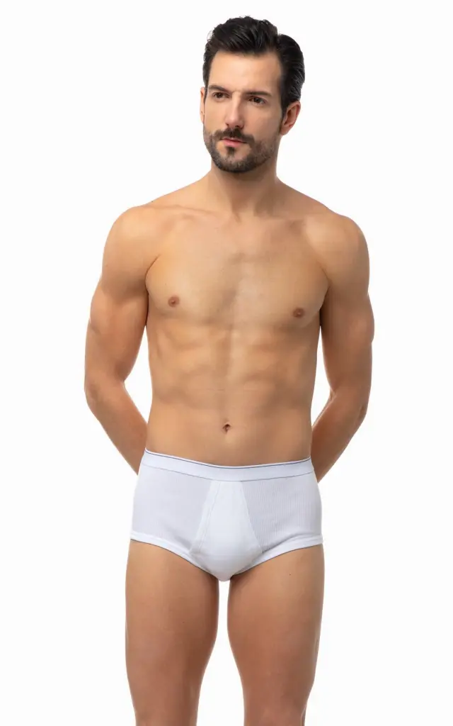 Classic Βαμβακερό Ανδρικό Maxi Σλιπ Λευκό (πλέξη Rib 2x2) με άνοιγμα Minerva