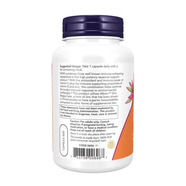 Now | Vit C-1000, Zinc and D-3 | Συμπλήρωμα Διατροφής για Υποστήριξη του Ανοσοποιητικού |100veg.caps 3