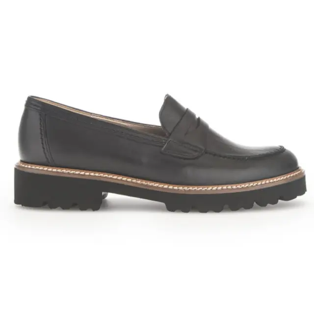 Gabor Μοκασίνια-Loafers Γυναικείο δέρμα Μαύρο GAB/75203 27-SCHW/COGNAC