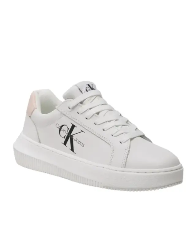Calvin Klein - Γυναικεία Δερμάτινα Sneakers Chunky Cupsole Mono Wn YW0YW00823-02T Λευκό 2
