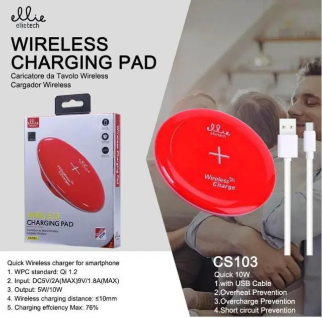 Ασύρματη βάση φόρτισης κινητού ellietech CS-103 κόκκινη 2