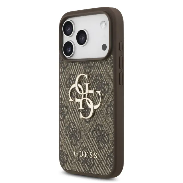 Guess PU 4G Metal Logo Strap Case for iPhone 17 Pro Brown 2