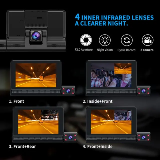 DVR video full HD 1080P 4 - Καταγραφικό με κάμερα οπισθοπορείας και εσωτερικού χώρου 3