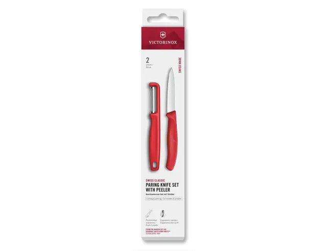 Σετ Μαχαίρια Γενικής Χρήσης & Αποφλοιωτής Victorinox Swiss Classic με μήκος λεπίδας 8cm - Red - 2 τεμάχια	6.7111.21C1 2