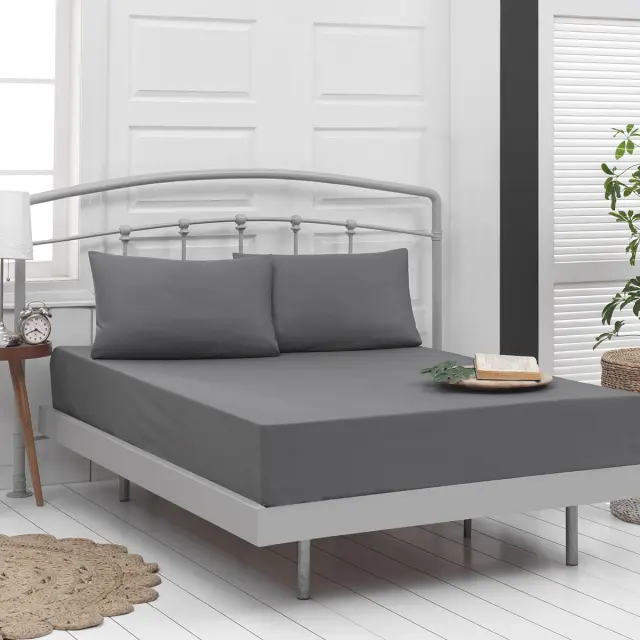 Ζεύγος Μαξιλαροθήκες 52x73 Beauty Home Art 1999 100% βαμβακερό- Ανθρακί
