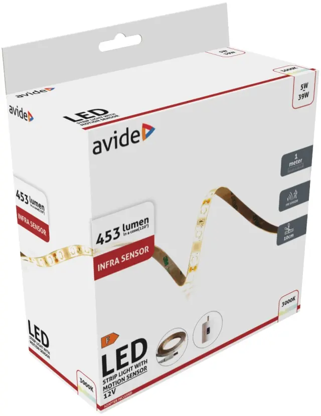 Avide LED Ταινία Blister με Αισθητήρα Υπερύθρων 12V 1m 5W 3000K 15.001.1961