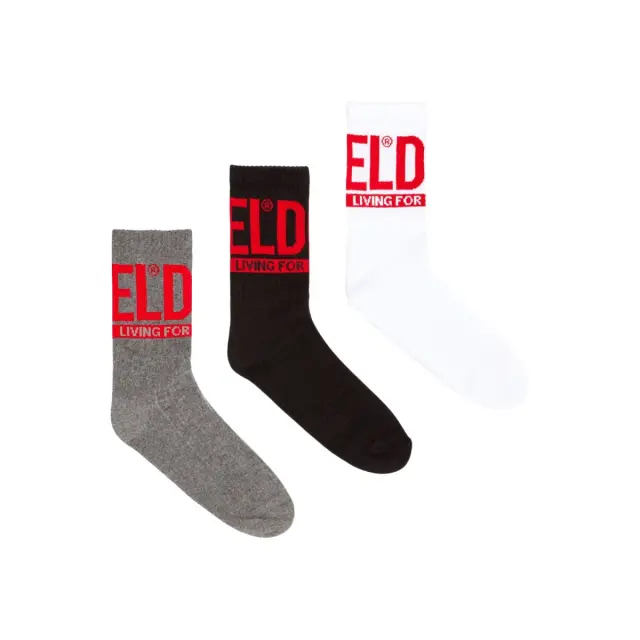 Diesel Ανδρικές Κάλτσες Wraparound Mid Cut Cushioned - 3 Ζεύγη, Χρώμα Γκρι-Μαύρο