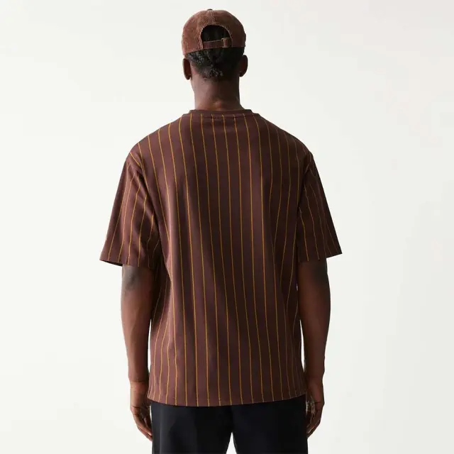 New Era Men's Pinstripe Oversized T-Shirt Καφέ 60771549 (New Era) 2