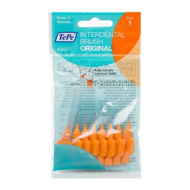 TePe Interdental Brushes, Μεσοδόντια Βουρτσάκια Πορτοκαλί Μέγεθος 1, 0.45 mm 8τμχ