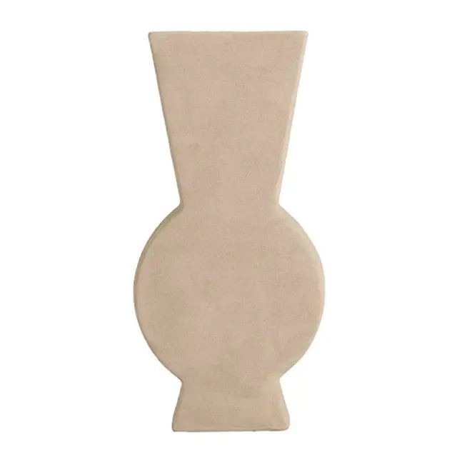 Βάζο κεραμικό πλακέ μπεζ–gold patina 18,5x6,5x38cm Espiel TOF251