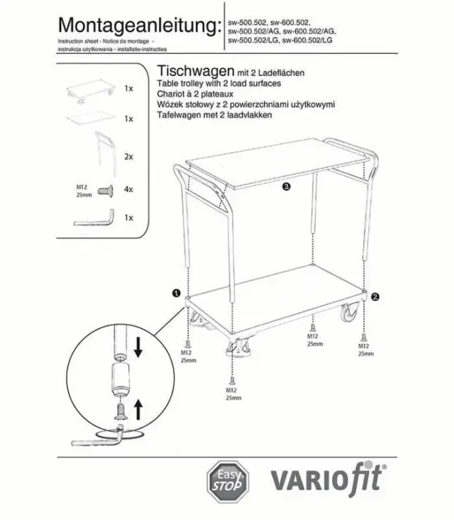 Variofit sw-500.502/AG Τρόλεϊ Μεταφοράς 2 Επιπέδων για Φορτίο Βάρους ως 200kg 2