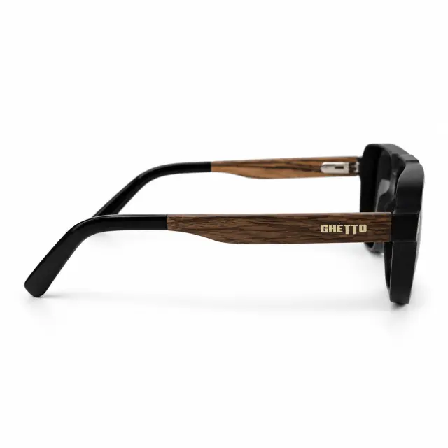 Ghetto Sunglasses – Black + Natural Wood | Urban Streetwear Unisex 2