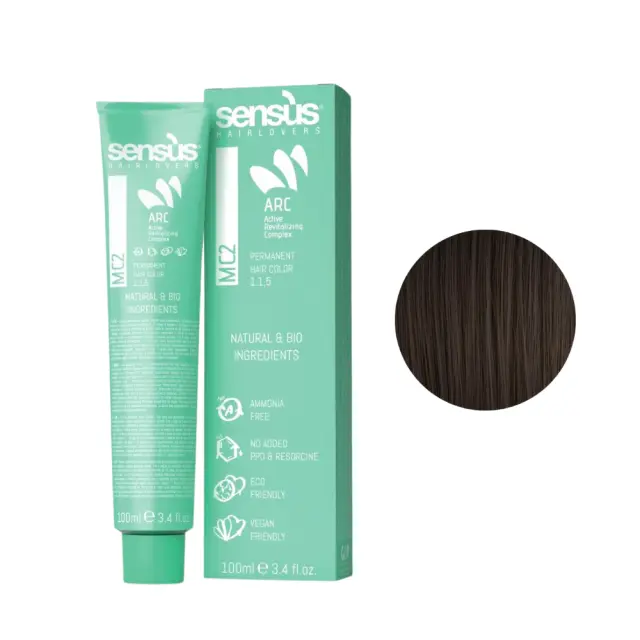 Sensus MC2 Permanent Hair Color 5.12 Light Ash Brown Chestnut 100ml - (Μόνιμη Βαφή Χωρίς Αμμωνία Ανοιχτό Καστανό Σαντρέ Μπεζ)