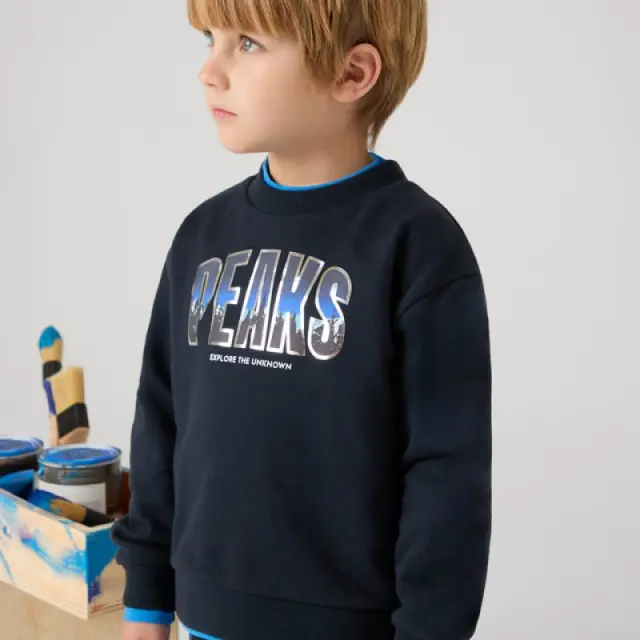 Baby 6 μηνών έως 4 ετών Φούτερ γράμματα ασημί print μαύρο μπλε