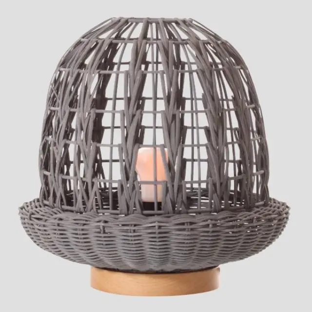 ΠΟΡΤΑΤΙΦ ΓΚΡΙ Φ29X30 ΒΑΣΗ ΞΥΛΟ&RATTAN Γκρί 2