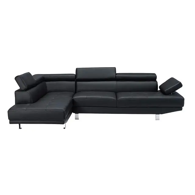 Καναπές Γωνιακός SECTOR Δεξιά Γωνία Μαύρο PU 265x191x82cm Υ82cm