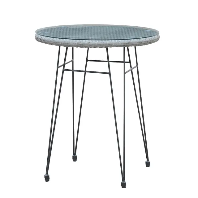 Τραπέζι SALSA Μαύρο/Γκρι Μέταλλο/Wicker Φ60x70cm