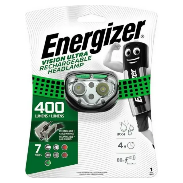 Energizer Vision Ultra Headlight Rechargeable επαναφορτιζόμενος φακός κεφαλής LED αδιάβροχος 400lm
