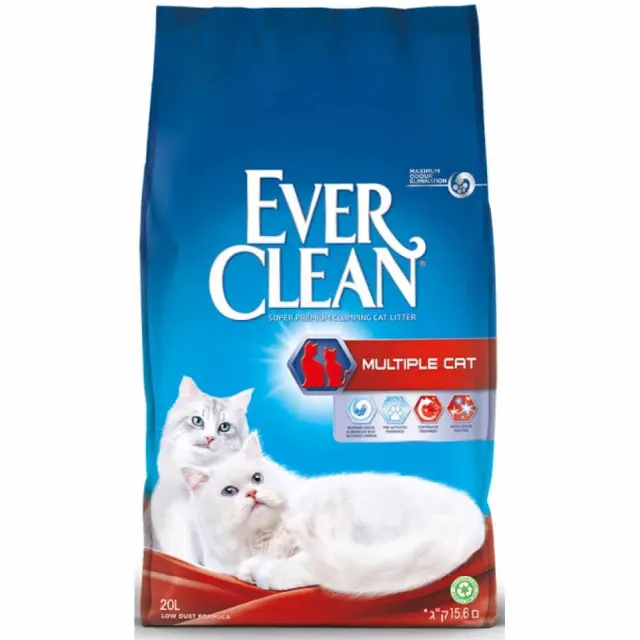 Ever Clean Multiple Συγκολλητική Άμμος για Γάτες 20lt Μονόχρωμο