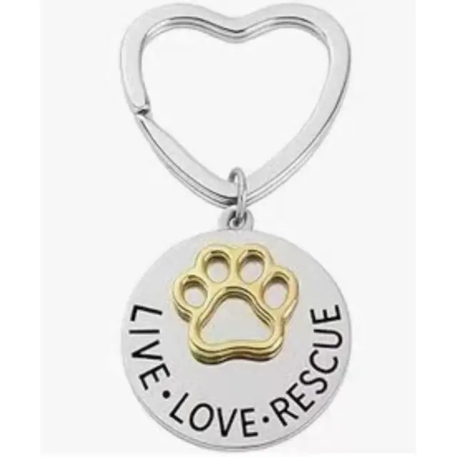 Μπρελόκ "Live Love Rescue" Με Χρυσή Πατούσα Διάμ. 3cm 2