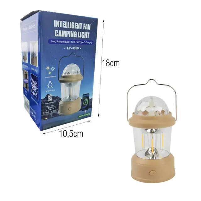 Φορητό Φωτιστικό Camping με Φόρτιση Type-C LF-3358 – Intelligent Fan Camping Light 0102161 2