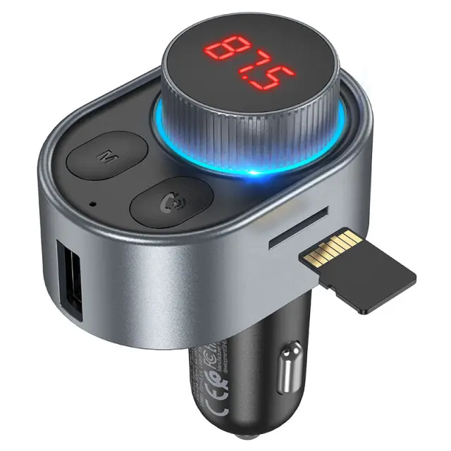 Hoco FM Transmitter Αυτοκινήτου με δυνατότητα σύνδεσης Bluetooth και USB Γκρί E72 3