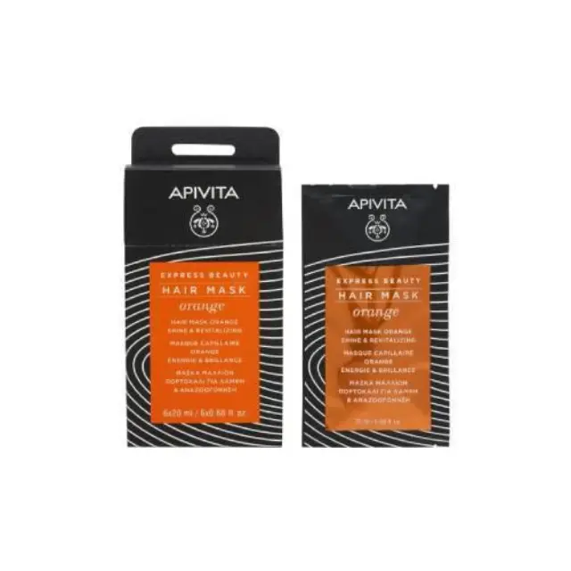 Apivita Express Beauty Hair Mask Orange Shine & Revitalizing Μάσκα Μαλλιών Λάμψης και Αναζωογόνησης με Πορτοκάλι, 20ml
