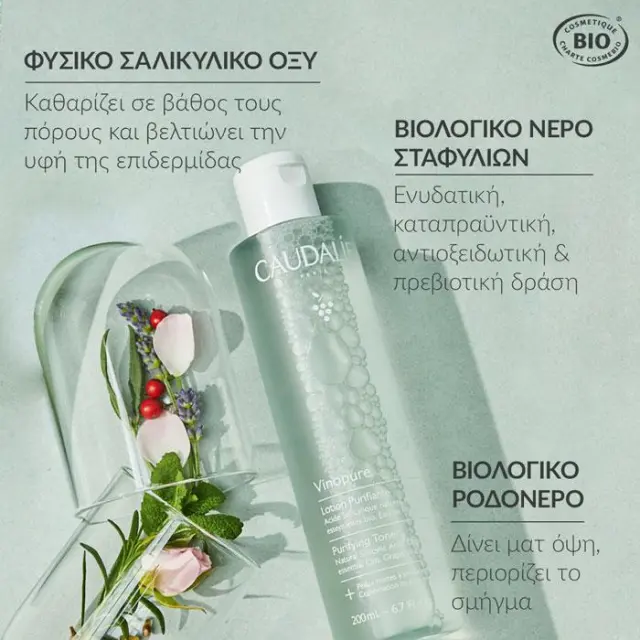 Caudalie Vinopure Clear Skin Purifying Toner Τονωτική Λοσιόν για Επιδερμίδα με Τάση Ακμής, 400ml 2