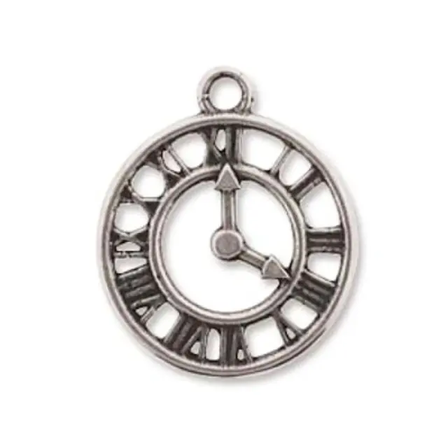 Χυτό Pewter - Open Roman Clock 15.6mm - Antique Silver - 2τεμ