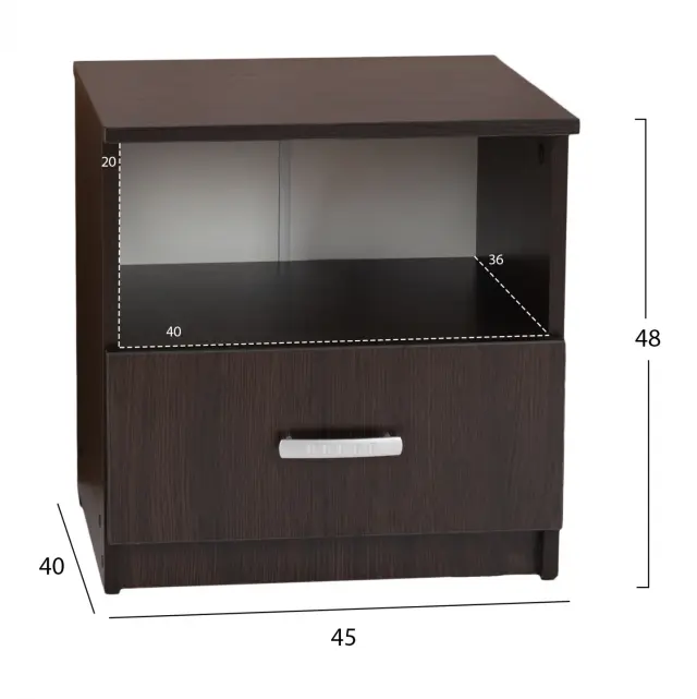 ΚΟΜΟΔΙΝΟ ΜΕ ΣΥΡΤΑΡΙ WENGE FB92431.02 45X40X48Yεκ. 2
