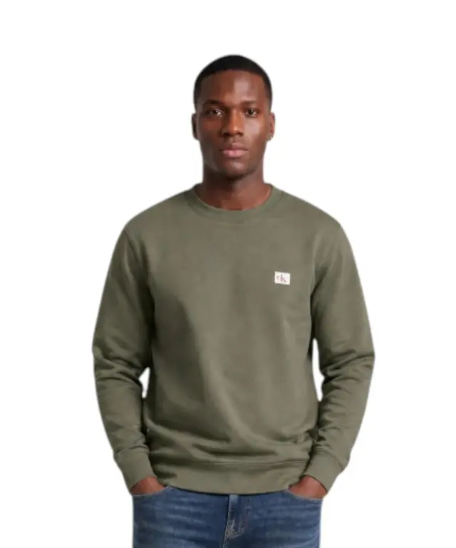 Calvin Klein - Ανδρική Μακρυμάνικη Μπλούζα French Terry Woven Label LV04RG268G-LDY Λαδί 2