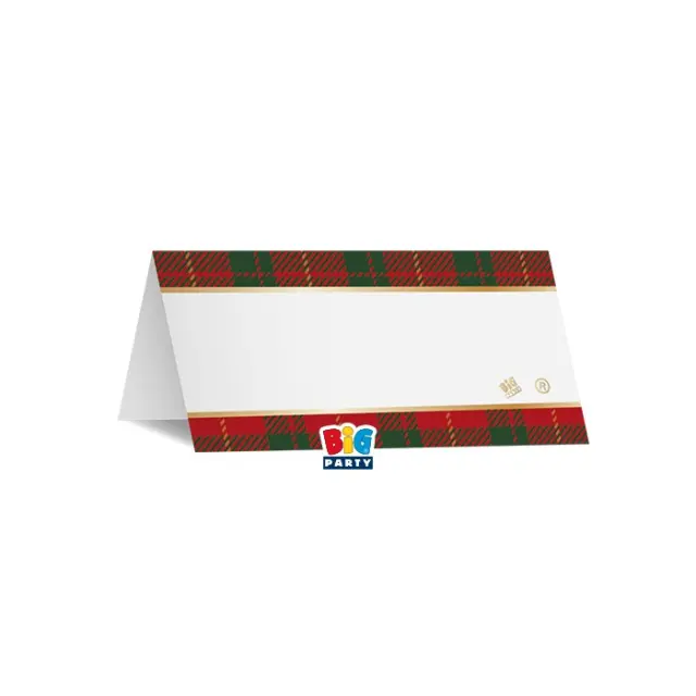 Κάρτες Θέσεων - Placecard Κόκκινο Tartan / 8 x 4 εκ