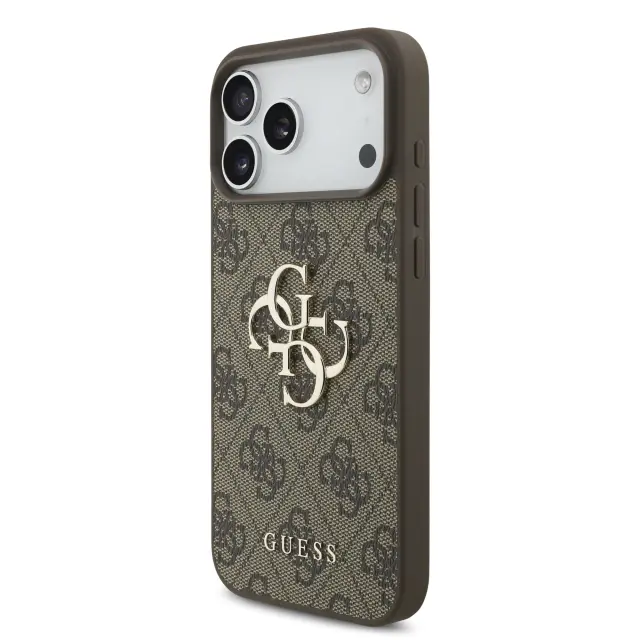 Guess PU 4G Metal Logo Case for iPhone 17 Pro Max Brown 2