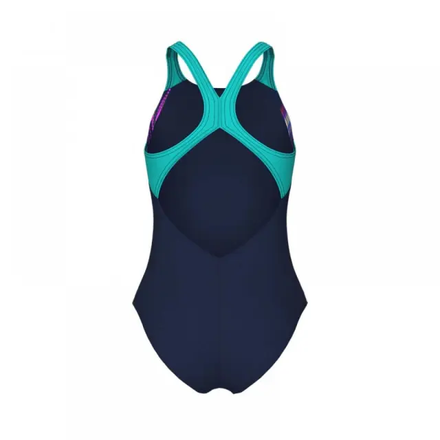 Arena Girl's Lit Logo V Back Swimsuit Μπλε Σκούρο 010690-780 (Arena) - 12 Years 3