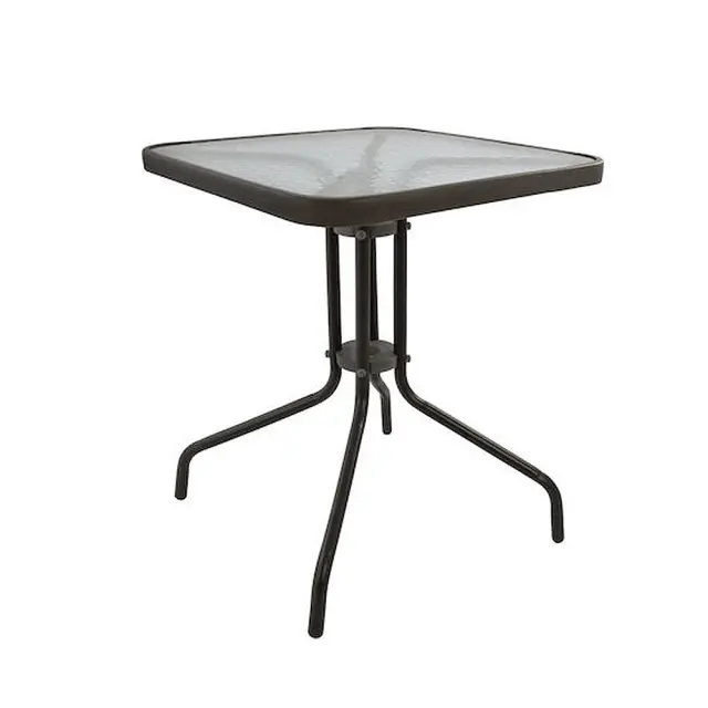 Τραπέζι BALENO Γκρι/Διάφανο Μέταλλο/Γυαλί 60x60x70cm