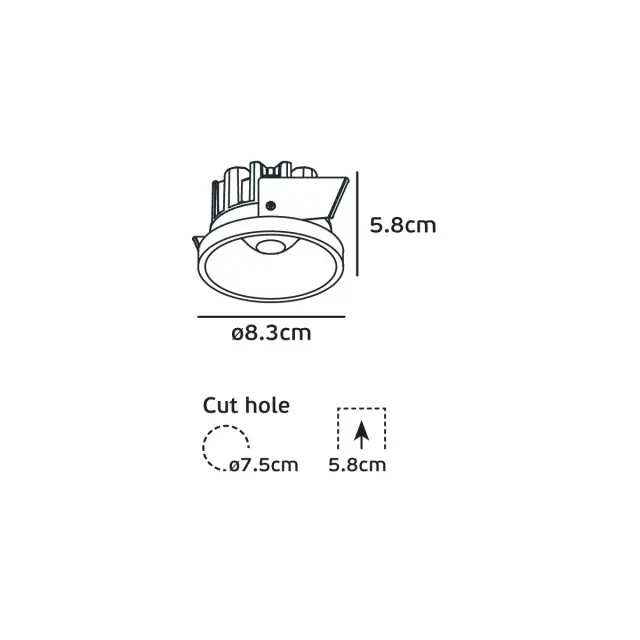 Poc 04435/B/C/83 Χωνευτό φωτιστικό οροφής led 11W 4000K IP44 ø8.3cm μαύρο Άσπρο 2