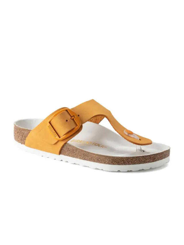 Birkenstock Πέδιλα Γυναικείο δέρμα Nubuck Πορτοκαλί BIR/GIZEH BIG BUCKLE 1022710 APRICOT 2