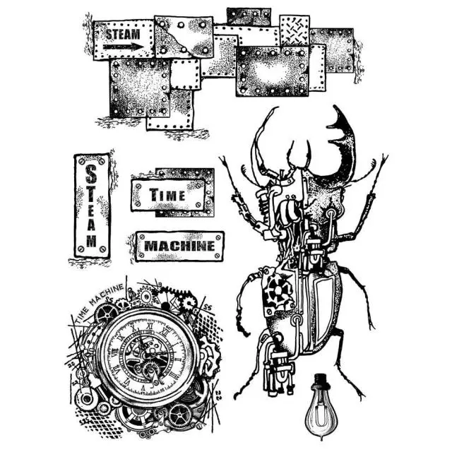 Σφραγίδα Stamperia Εύκαμπτη Antonis Tzanidakis Collection - Time Machine 7 Σχέδια - 15x20cm