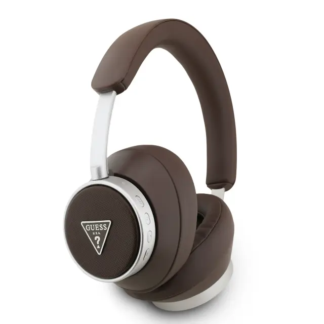 Guess PU Saffiano Triangle Logo ENC Wireless Headphone Brown 3