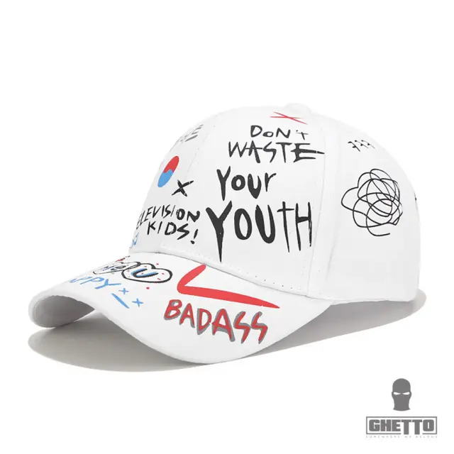 Ghetto Streetwear Graffiti Caps White