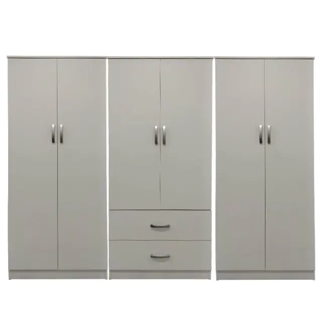 Ντουλάπα εξάφυλλη Athos I pakoworld λευκή 240x42x180εκ 2