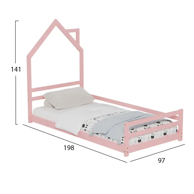 ΚΡΕΒΑΤΙ ΠΑΙΔΙΚΟ FB9676.06 τ.MONTESSORI ΞΥΛΟ ΠΕΥΚΟ ΡΟΖ- 190x90εκ 3
