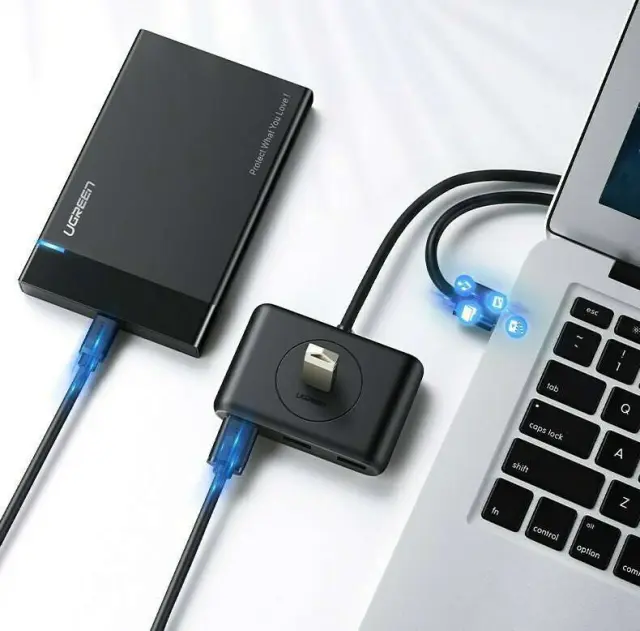 Ugreen USB 3.0 Hub 3 θυρών με σύνδεση USB-A / Ethernet