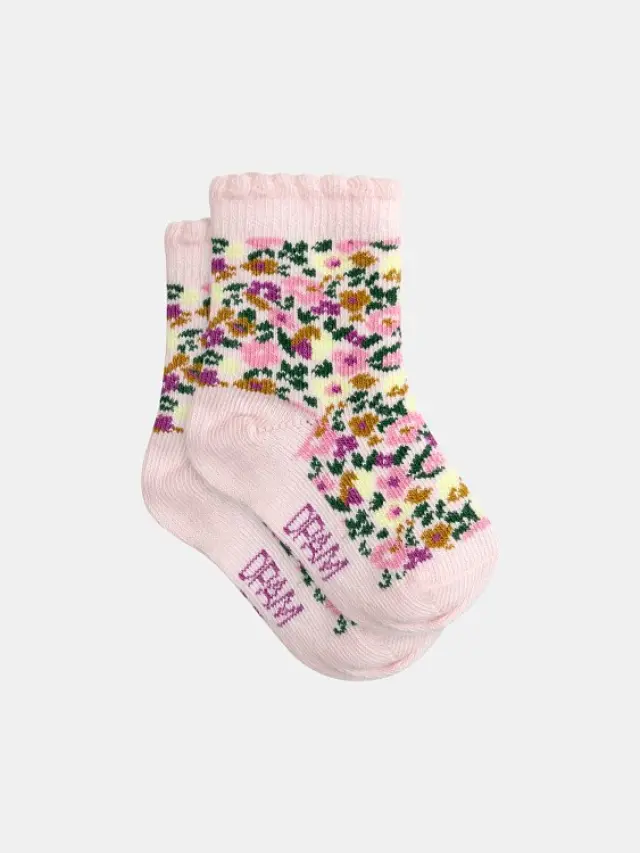 Βρεφικές Κάλτσες για Κορίτσια Vintage Floral Romance ΡΟΖ - Νο. 15-18