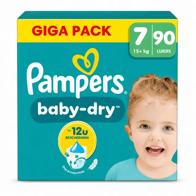 Pampers baby dry GIGA XXL PACK No7 15+kg 90τμχ