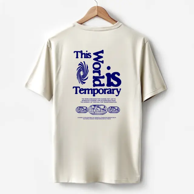 T-shirt Noshame® Off-white με τύπωμα The Worlds is Temporary - 122524 - XXL 2