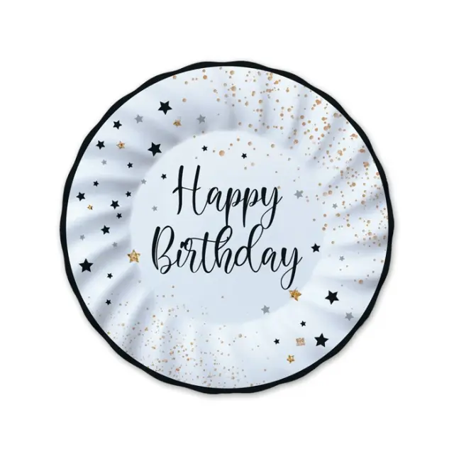Πιάτα Χάρτινα 20 εκ. Happy Birthday Wavy Shape / 8 τμχ